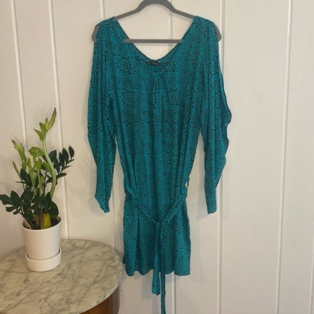 SOL & LUNA Cold Shoulder Tie Waist Dress Cover Up